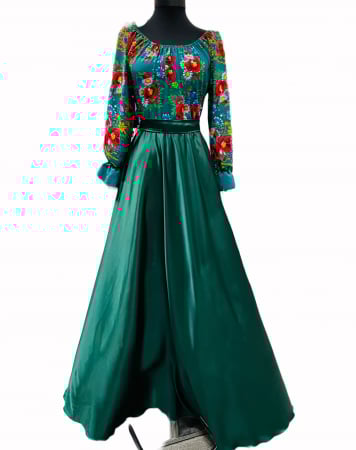 Rochie stilizata cu motive traditionale lunga Anisia [3]
