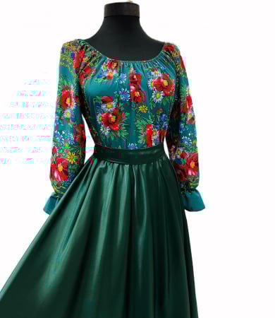 Rochie stilizata cu motive traditionale lunga Anisia [5]