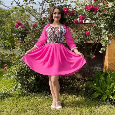 Елегантни рокли - Rochie stilizata cu motive traditionale Magdalena 5