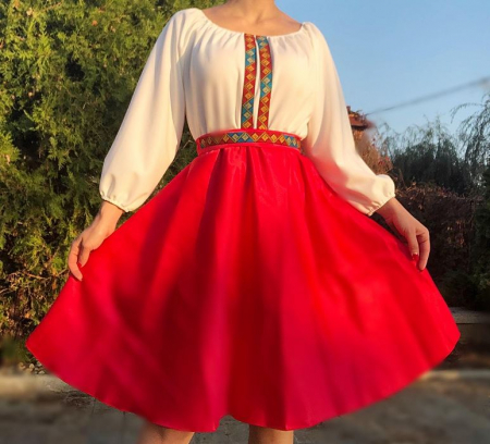 Rochie stilizata cu motive traditionale Margareta [0]
