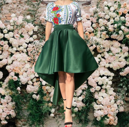Rochie stilizata traditional asimetica cu maci [2]