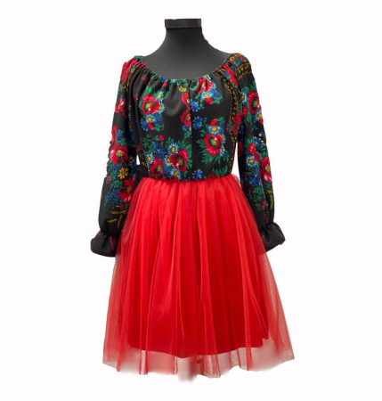 Елегантни рокли - Rochie stilizata traditional cu tulle
