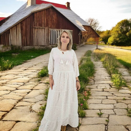 Rochie din bumbac cu broderie broderie englezească Angela 2 [2]