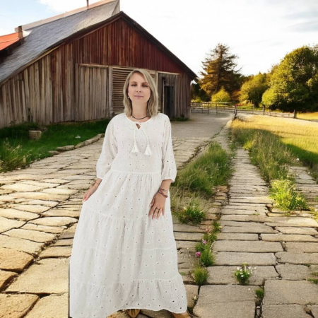 Rochie din bumbac cu broderie broderie englezească Angela 2 [3]