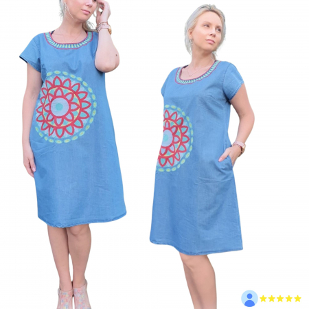 Rochie Traditionala din denim Sanda 28 [3]