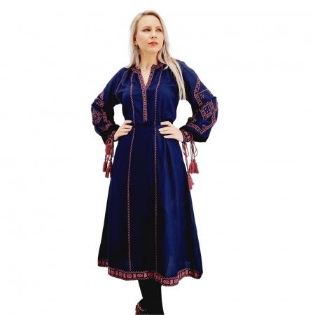 Rochie Traditionala Lunga cu broderie indigo Matilda [8]