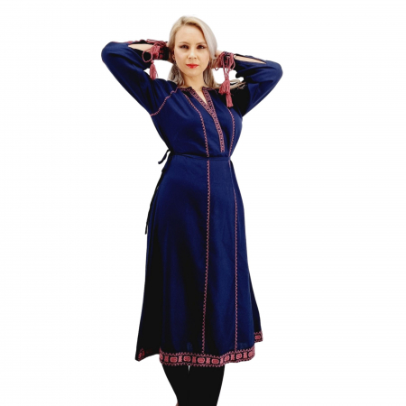 Rochie Traditionala Lunga cu broderie indigo Matilda [7]