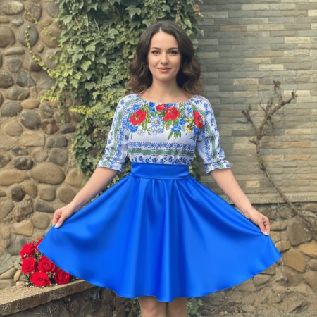 Rochii Elegante - Rochie Traditionala stilizata cu Maci 11