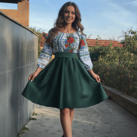 Rochii Elegante - Rochie Traditionala stilizata cu maci 12