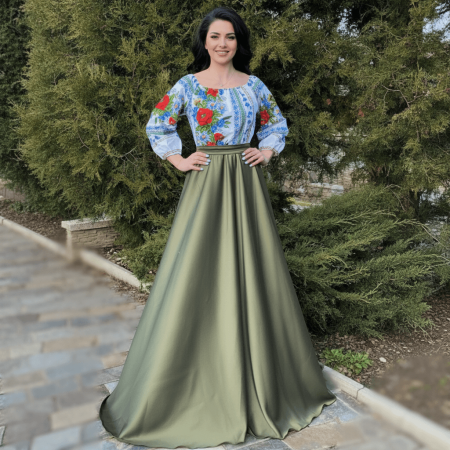 Rochii Elegante - Rochie Traditionala stilizata cu maci 13