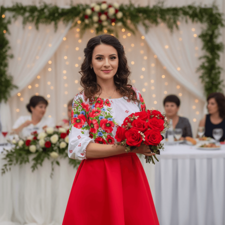 Rochii Elegante - Rochie Traditionala stilizata cu maci 14