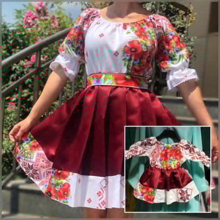 Елегантни рокли - Rochie Traditionala stilizata cu maci 15