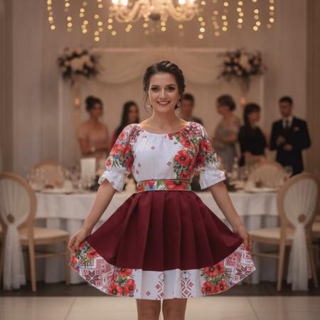 Rochii Elegante - Rochie Traditionala stilizata cu maci 15