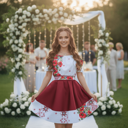 Rochii Elegante - Rochie Traditionala stilizata cu maci 17