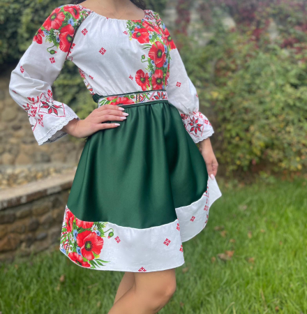 Елегантни рокли - Rochie Traditionala stilizata cu maci 19