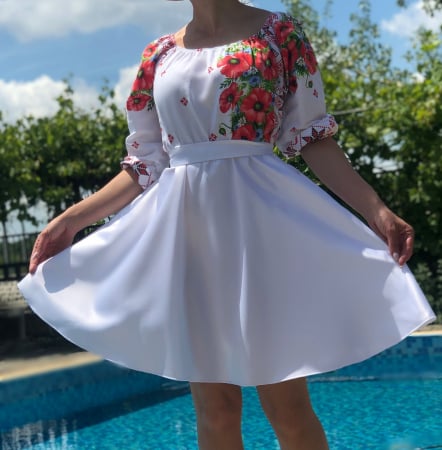 Елегантни рокли - Rochie Traditionala stilizata cu maci 20