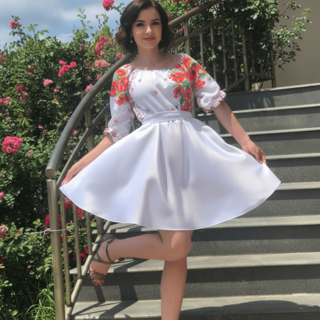 Rochii Elegante - Rochie Traditionala stilizata cu maci 20