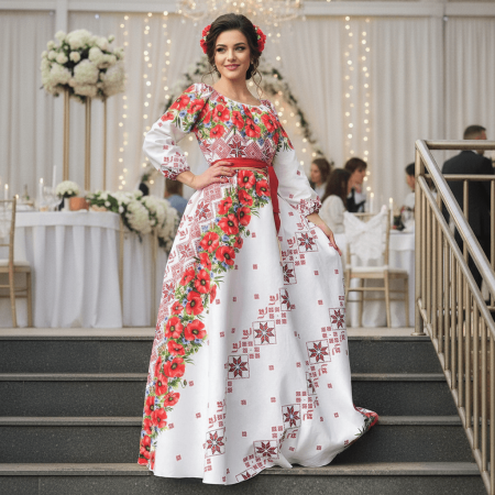 Rochii Elegante - Rochie Traditionala stilizata cu maci 4