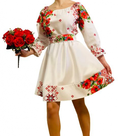 Rochii Elegante - Rochie Traditionala stilizata cu Maci 6