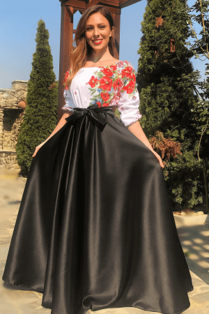 Елегантни рокли - Rochie Traditionala stilizata cu Maci 8
