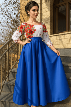 Елегантни рокли - Rochie Traditionala stilizata cu Maci 8