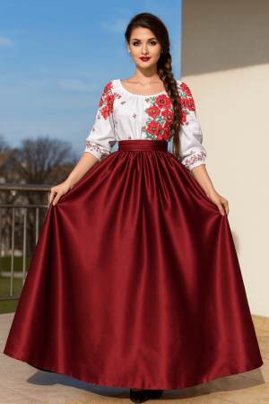 Rochii Elegante - Rochie Traditionala stilizata cu Maci 8