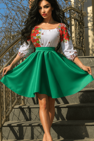 Rochii Elegante - Rochie Traditionala stilizata cu maci 9