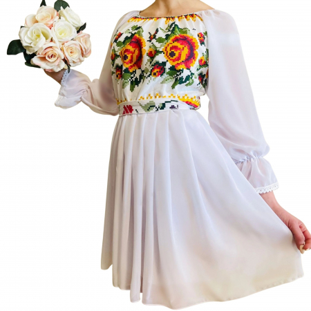 Елегантни рокли - Rochie Traditionala stilizata cu motive florale Maria 2