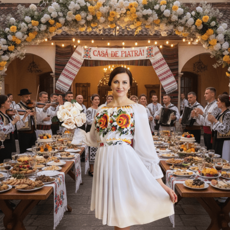 Rochii Elegante - Rochie Traditionala stilizata cu motive florale Maria 2