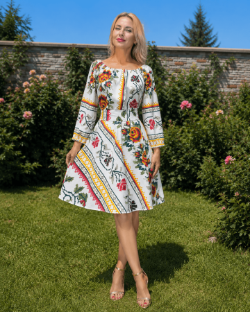 Rochii Elegante - Rochie Traditionala stilizata cu motive florale Maria 2