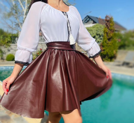 Rochie Traditionala stilizata cu piele ecologica Gabi [1]