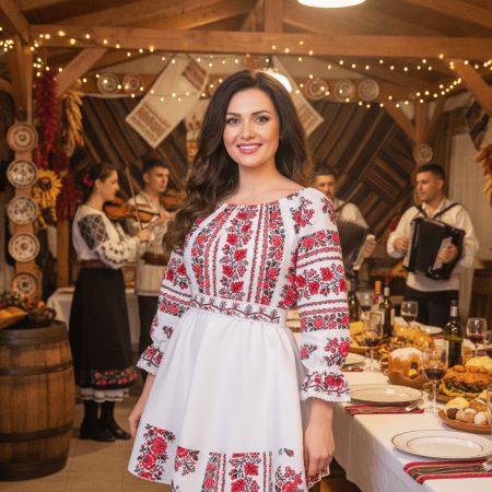 Femei - Rochie Traditionala stilizata cu Elena 10