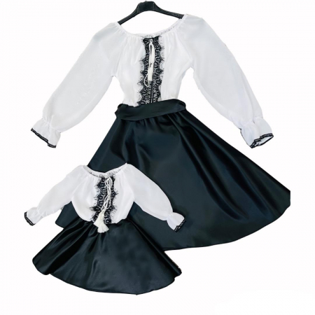 Rochii Elegante - Rochie stilizata dama alb si negru
