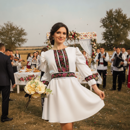 Rochii Elegante - Rochie Traditionala Trandafira