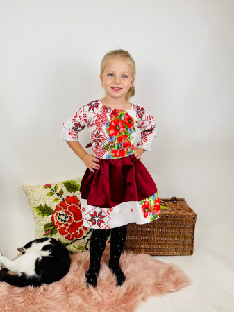 Рокли за момичета - Rochita cu motive traditionale cu Maci 4