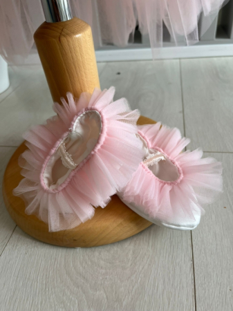 Rochita fetite cu tulle cu balerini si turban - roz [3]