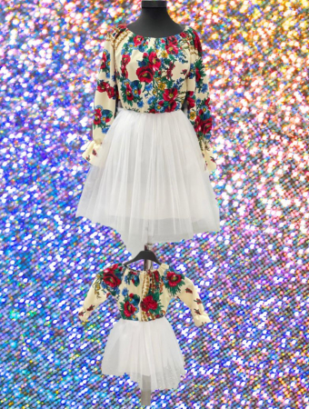 Рокли за момичета - Rochita fetite stilizata traditional cu tulle 2
