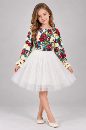 Традиционни детски дрехи - Rochita fetite stilizata traditional cu tulle 2