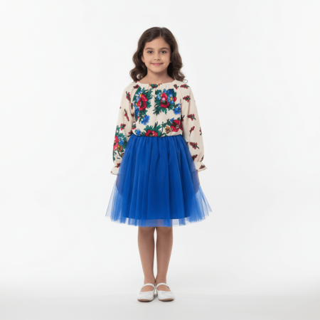 момичета - Rochita fetite stilizata traditional cu tulle 34