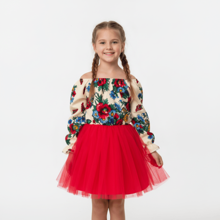 Традиционни детски дрехи - Rochita fetite stilizata traditional cu tulle 4