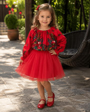 Rochii - Rochita fetite stilizata traditional cu tulle