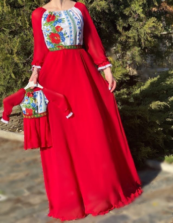 Рокли за момичета - Rochita stilizata cu motive traditionale Martha 2