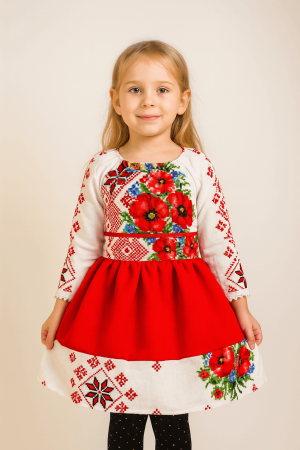 Rochii - Rochita traditionala stilizata cu Maci 3