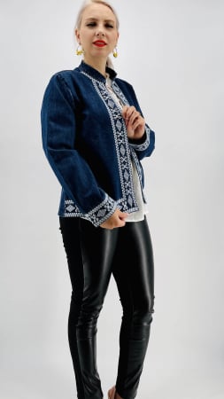 Sacou denim brodat Ceci 2 [3]