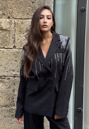 Sacou negru elegant cu aplicatii stralucitoare 2 [1]