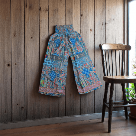 Pantaloni - Șalvari din mătase cu imprimeu patchwork etnic