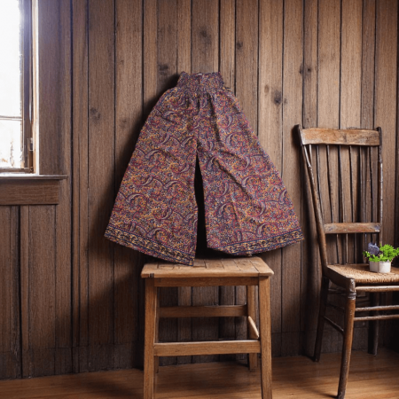 Pantaloni - Șalvari din mătase cu imprimeu patchwork etnic