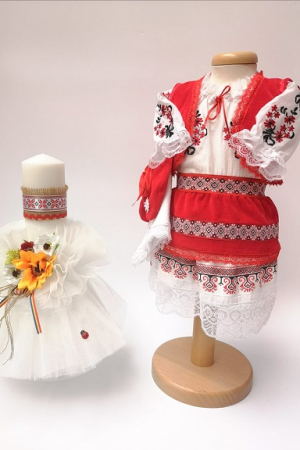 Set botez - Set botez national fete 2 piese model II / Botez Traditional: lumanare, costumas