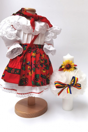 Set botez - Комплект за кръщене Adeline 2 – 2 артикула: костюм и свещ