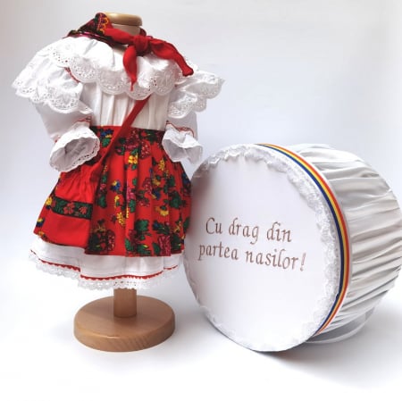 Кръщене - Комплект за кръщене Adeline 4 – 2 части / костюм и бродирана шкатулка